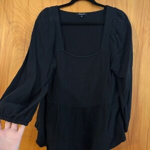 Madewell Black Textured Blouse
